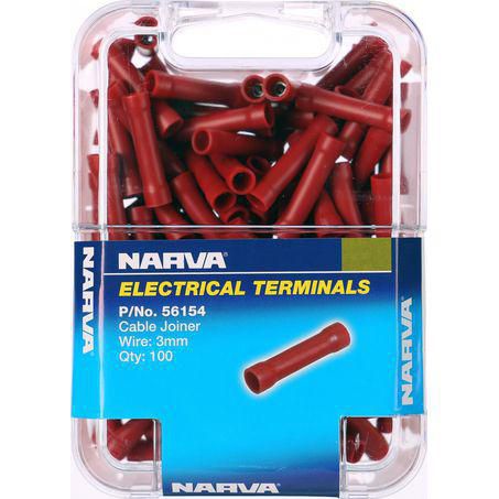 Narva Crimp Terminal Cable Joiner Red 2.5 - 3mm Vinyl 100 Pce