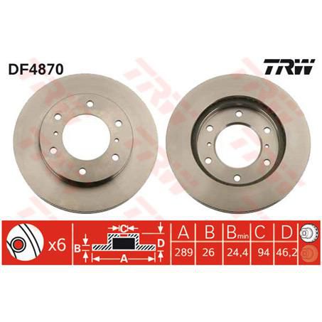 TRW Disc Brake Rotor 290mm x 24.4 Min
