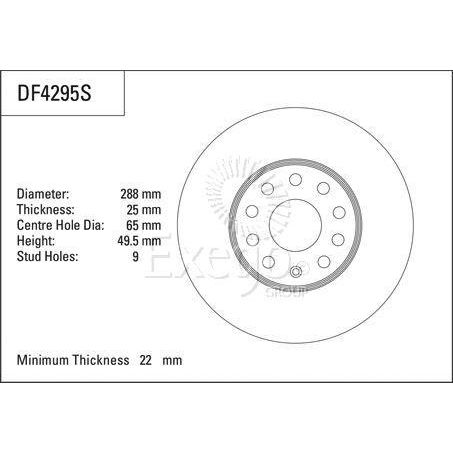 TRW Disc Brake Rotor 288mm x 22 Min