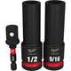 Milwaukee SHOCKWAVE 1/2inch DRIVE 3PC SAE DEEP 6 POINT IMPACT SOCKET SET 49664485