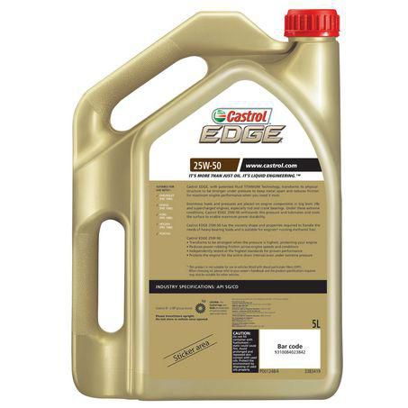 CASTROL EDGE SYNTHETIC 25W-50 ENGINE OIL 5L 3383419