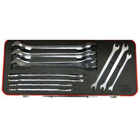 T & E TOOLS T&E Metric Super thin Open end Wrenches 6 to 24mm 10pc 99310