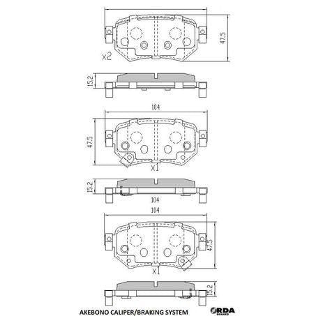 RDA MAZDA 6 ATENZA GP MAX LOW METALLIC REAR BRAKE PAD SET RDB2409