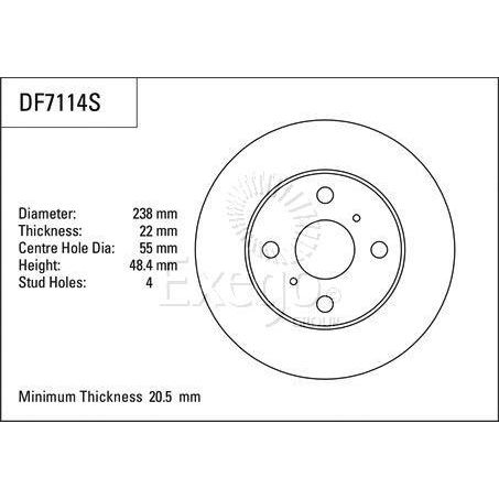 TRW Disc Brake Rotor 238mm x 20.5 Min