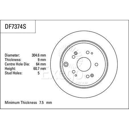 TRW Disc Brake Rotor 305mm x 7.5 Min