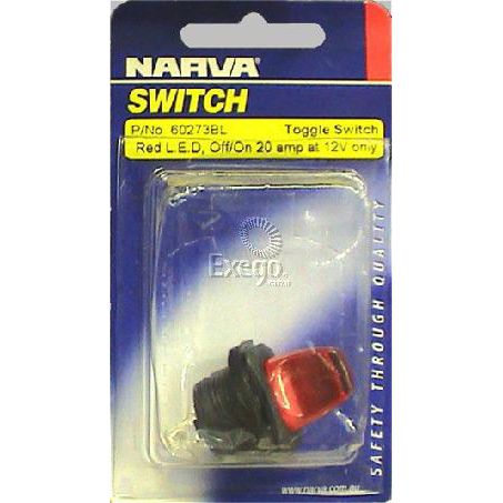 Narva Duckbill Toggle Switch Off/On SPST Red LED (Contacts Rated 12V @ 20A)