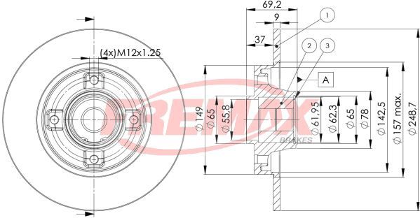 FREMAX BRAKE ROTOR SOLID EACH REAR BD-4745