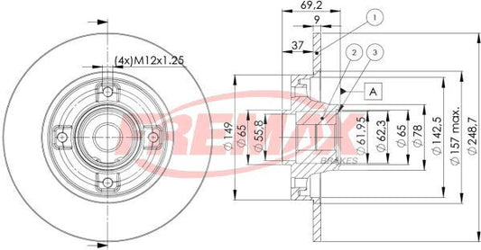 FREMAX BRAKE ROTOR SOLID EACH REAR BD-4745