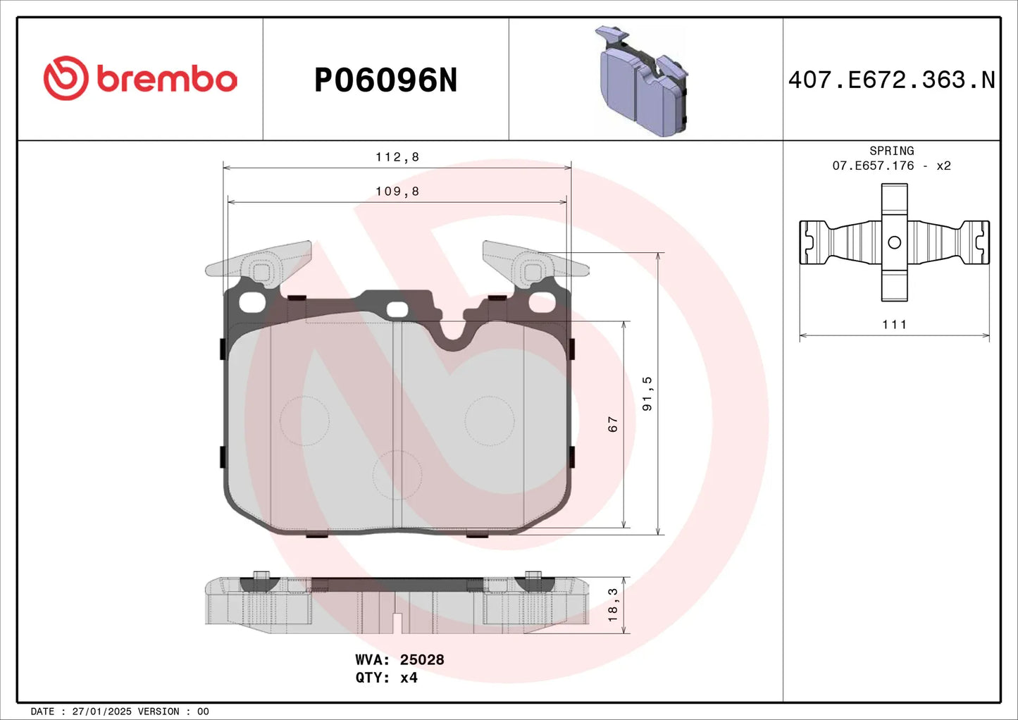 P06096N Prime Ceramic brake pad belongs to Brembo Premium Line