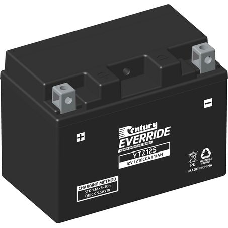 EVERRIDE Century EverRide AGM VRLA Motorcycle Battery 12V 11AH 18 Month Warranty YTZ12S
