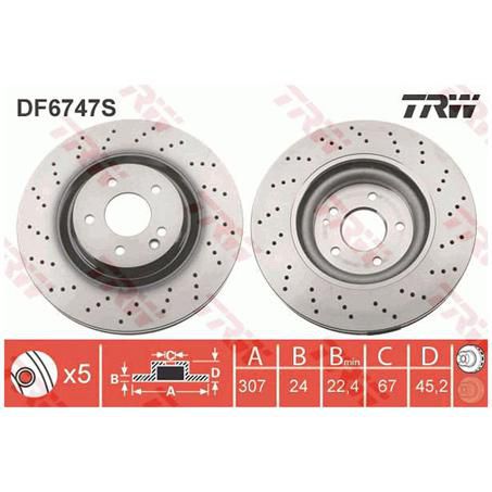 TRW Disc Brake Rotor 307mm x 22.4 Min