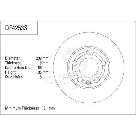 TRW Disc Brake Rotor 239mm 16 Min