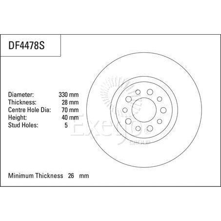 TRW Disc Brake Rotor 330mm x 26 Min
