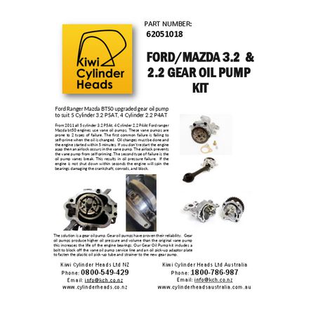 KIWI Cylinder Heads Oil pump upgraded gear 62051018