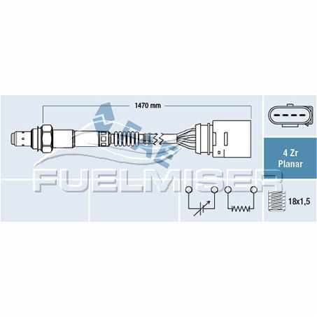 FUELMISER OXYGEN SENSOR DIRECT FIT 4 WIRE 1470MM CABLE
