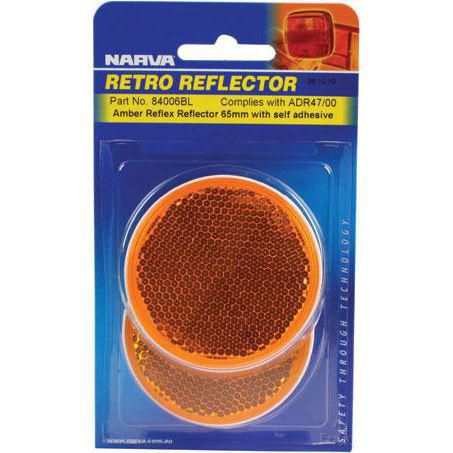 Narva Reflector Round Amber 65mm - 2 Pce