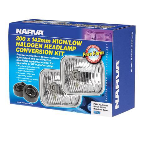 Narva Semi Sealed Beam Rectangle Conversion Kit 142 X 200mm Globe Style H4 72026