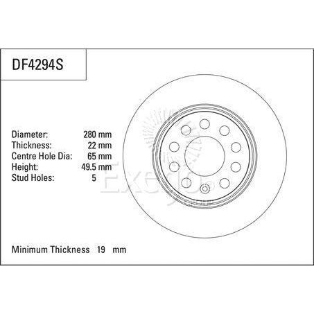 TRW Disc Brake Rotor 280mm x 19 Min