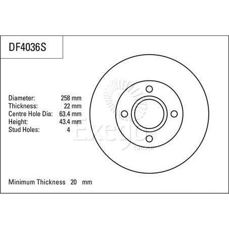 TRW Disc Brake Rotor 258mm x 20 Min
