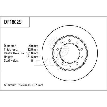 TRW Disc Brake Rotor 290mm x 11.7 Min