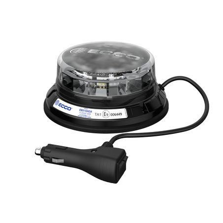 ECCO 12/24V Amber Beacon Clear Lens, Low Profile , Magnetic Mount EB5104CA