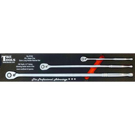 T & E TOOLS T&E 3pc Super Fine Extra Long Ratchet Set 21534