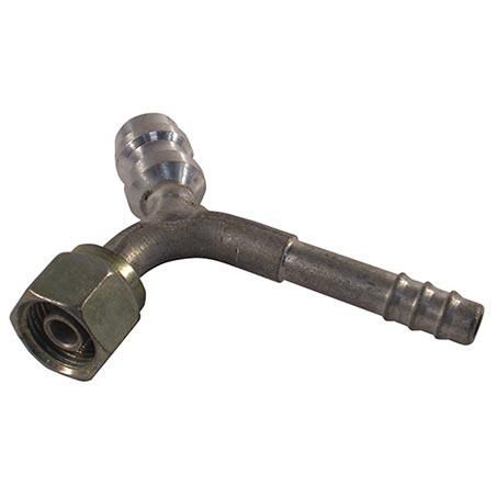 Atco Aluminium Fitting # 6 FOR - Barb #6 90° With R134a Port AFX1321-3