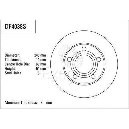 TRW Disc Brake Rotor 245mm x 8 Min