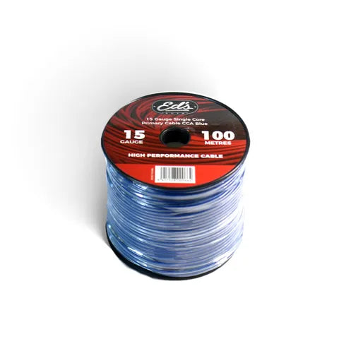EDS EBP-15-100M 15 Gauge Single Core CCA Primary Cable | Blue | 100 Metre Roll