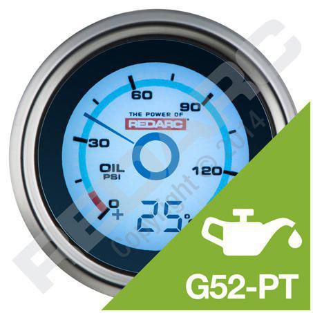 Redarc Single oil pressure gauge with optional temperature display G52-PT