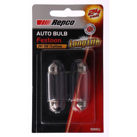 Repco 11X41 Festoon Globe 24V 5W SV8.5-8 Pack of 2 R260BLL