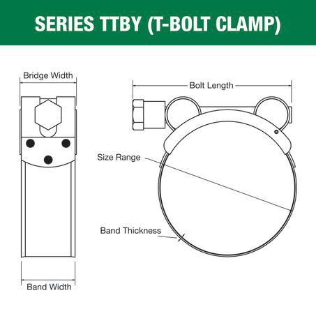 Tridon T-Bolt Hose Clamp 201-213mm Part Stainless Steel TTBY201-213P