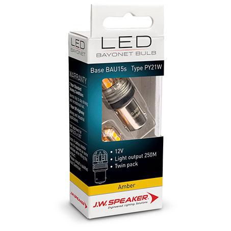JW SPEAKER LED Bayonet Globe 12/24V 21W BAU15s Amber - 2 Pce 990142