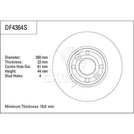 TRW Disc Brake Rotor 260mm x 19.8 Min