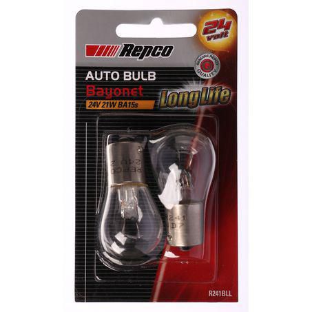 Repco P21W Bayonet Off-set pins Globe 24V 21W BA15s Pack of 2 R241BLL