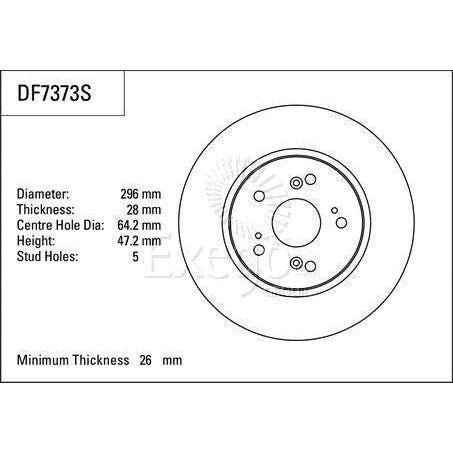 TRW Disc Brake Rotor 296mm x 26 Min