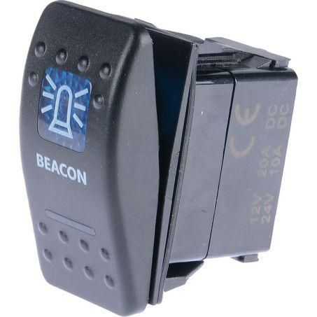 DRIVETECH 4x4 Rocker Beacon Switch On/Off SPST 12 or 24V Blue Illumination (Con