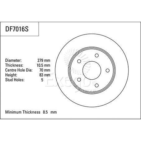TRW Disc Brake Rotor 279mm x 8.5 Min
