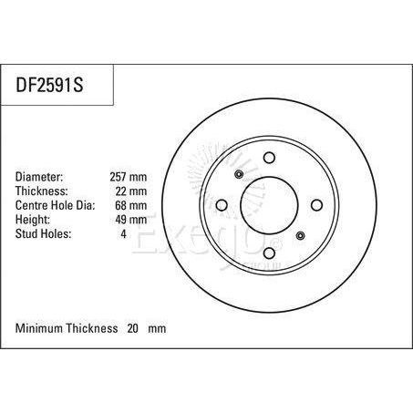 TRW NISSAN Brake Disc Rotor 257mm x 20 Min