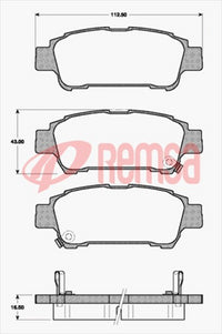 Remsa DB1660 E REAR DISC BRAKE PADS - TOYOTA PREVIA ACR# MCR# 99-