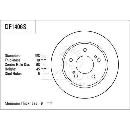 TRW Disc Brake Rotor 258mm x 9 min
