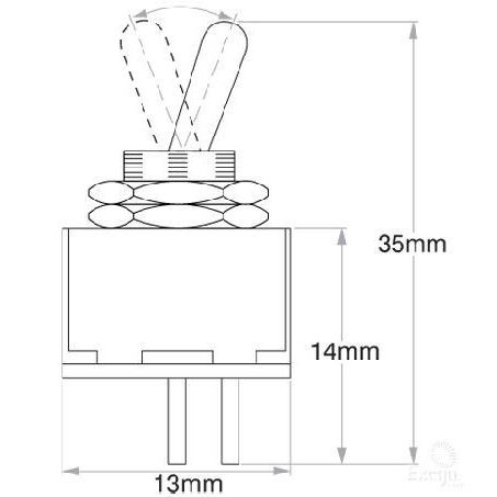 OEX Toggle Switch On/Off SPST (Contacts Rated 20A @ 12V)