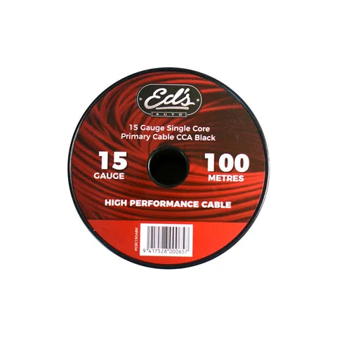EDS EBP-15-100M 15 Gauge Single Core CCA Primary Cable | Black | 100 Metre Roll