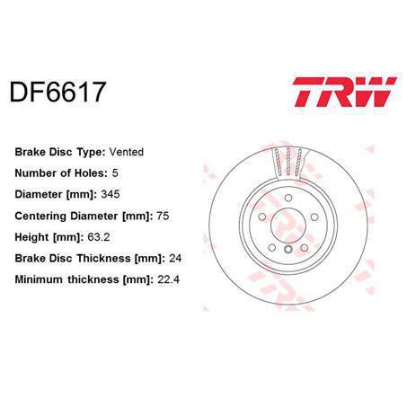 TRW Brake Rotor 345mm x 22.4 Min