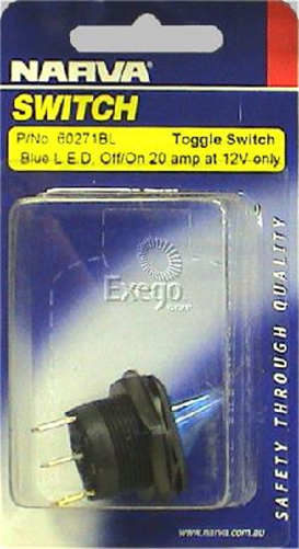 Narva Duckbill Toggle Switch Off/On SPST Blue LED (Contacts Rated 12V @ 20A)