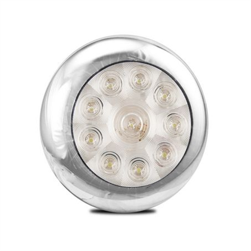 LED AUTO LAMPS LEDAUT 12V Round Backup Lamp With Chrome Flange And 10 LEDs