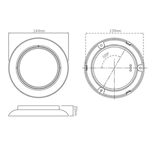 LED AUTO LAMPS LEDAUT 12V Round Backup Lamp With Chrome Flange And 10 LEDs