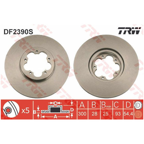 TRW Disc Brake Rotor 300mm x 25 Min