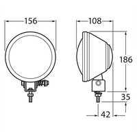 HELLA Work Light Sealed Beam Round 24V Flood Beam