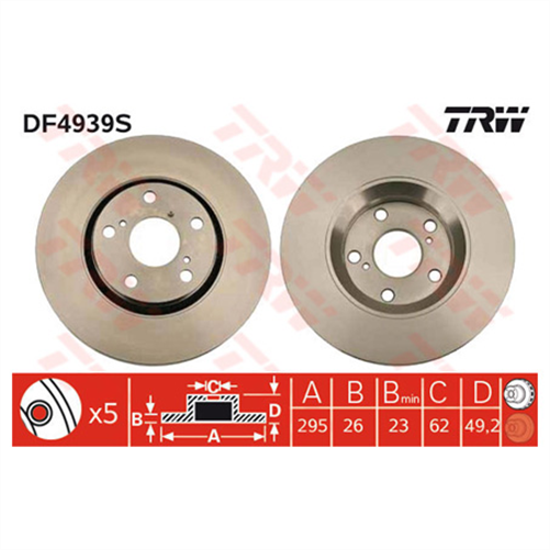 TRW Disc Brake Rotor 295mm x 23 Min